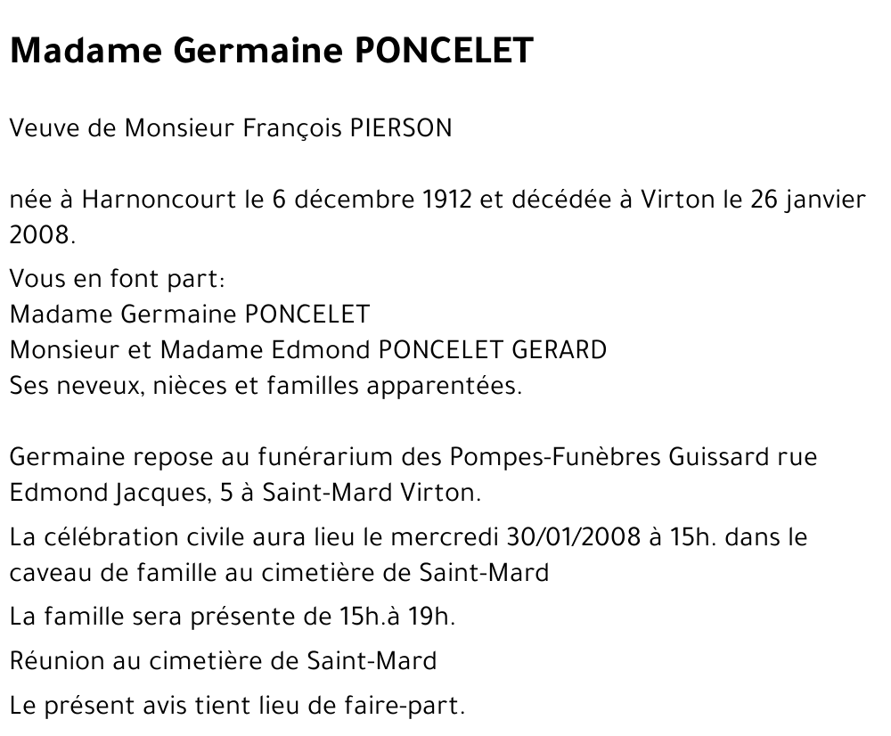 Germaine PONCELET