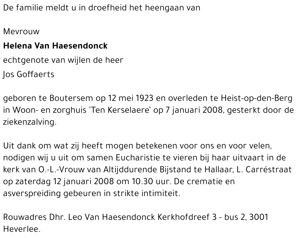 Helena Van Haesendonck