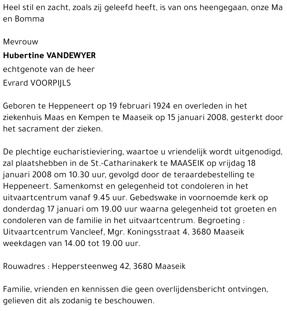 Hubertine Vandeweijr