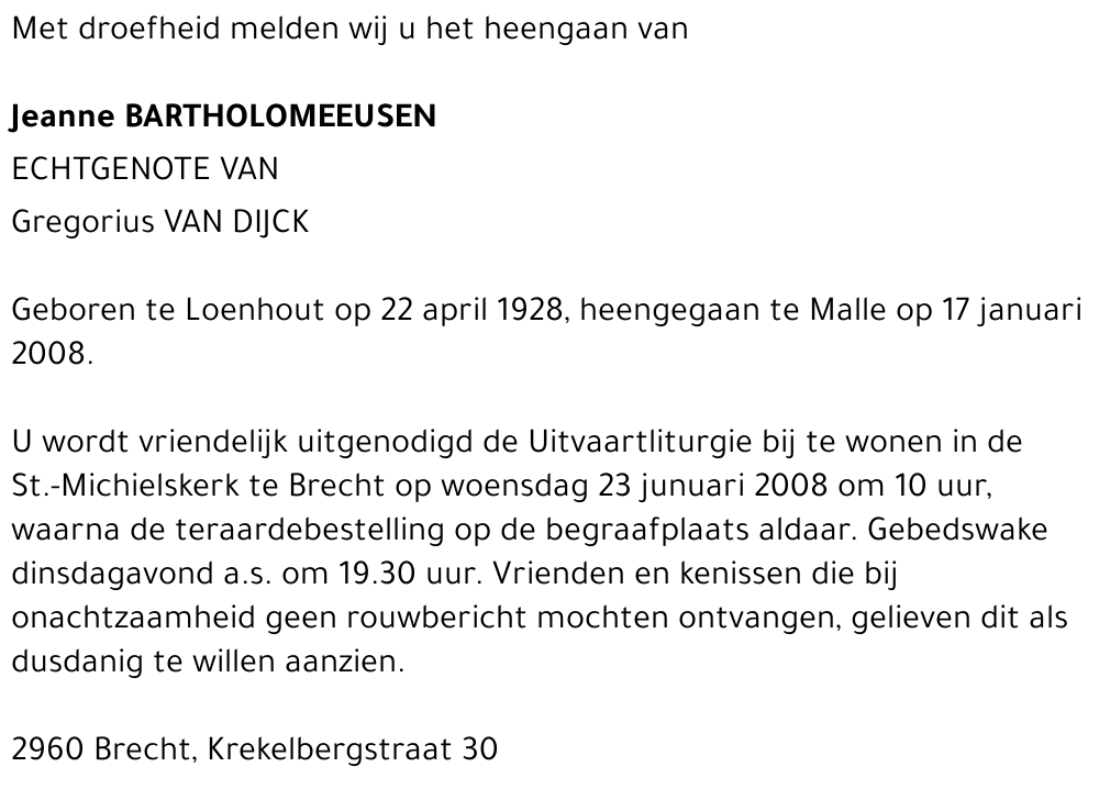 Jeanne BARTHOLOMEEUSEN