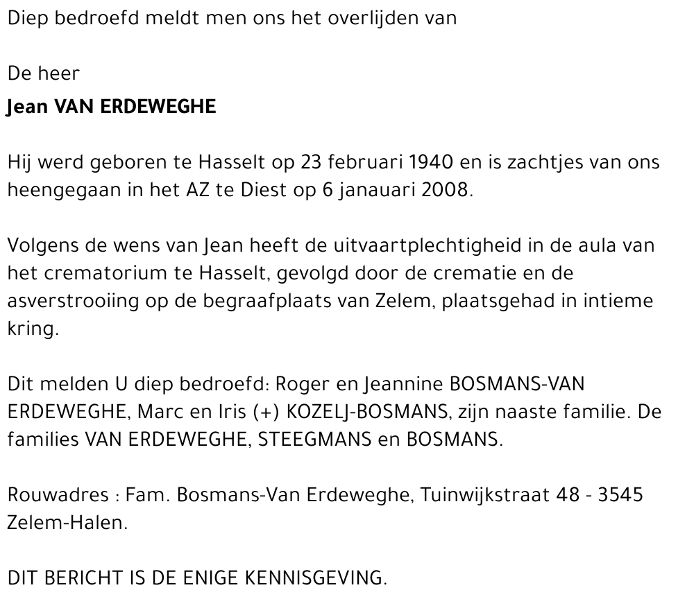 Joannes VAN ERDEWEGHE