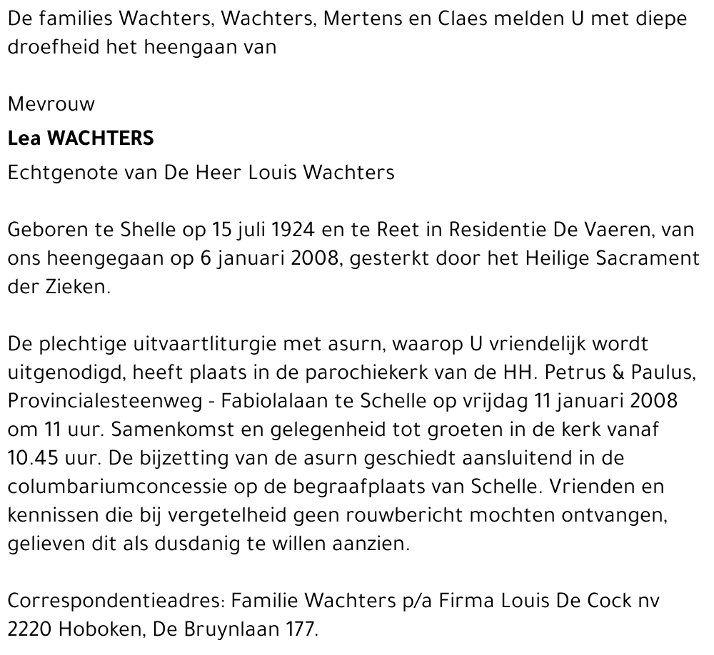 Lea WACHTERS