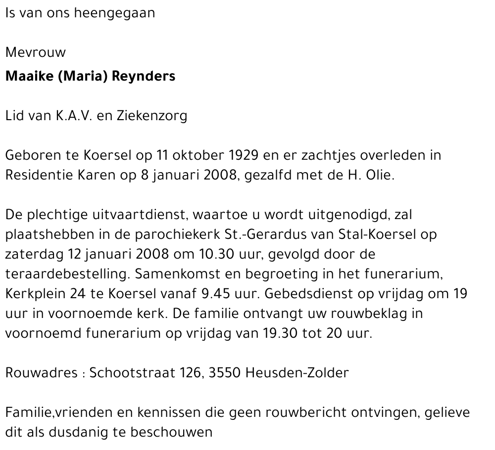 Maaike (Maria) Reynders