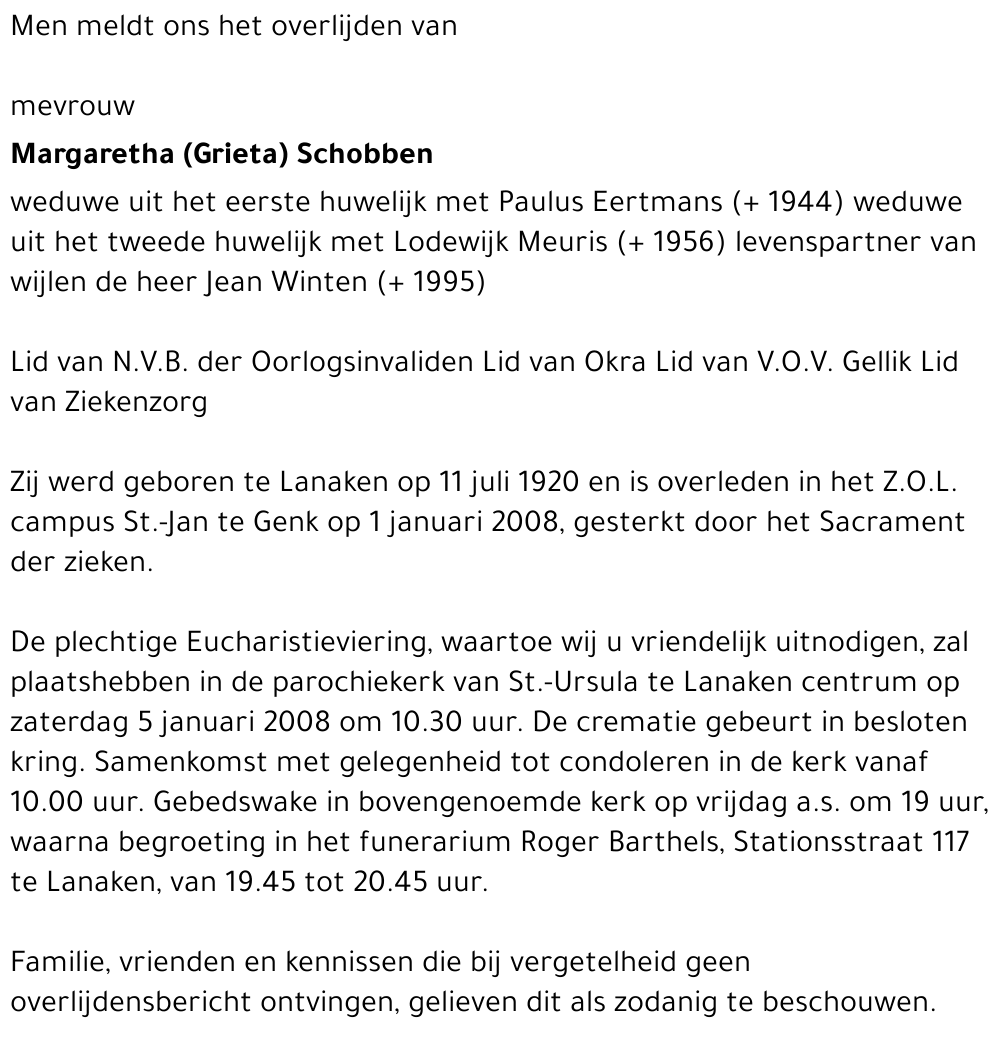 Margaretha (Grieta) Schobben