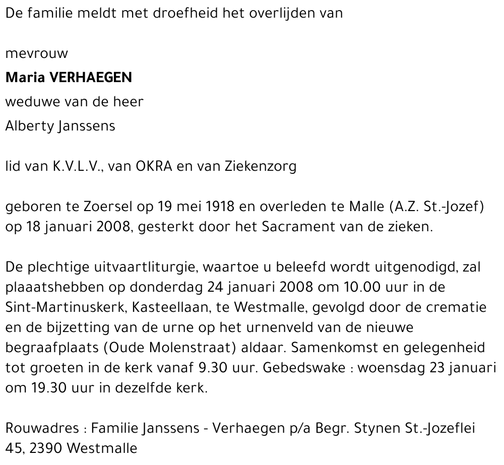 Maria VERHAEGEN
