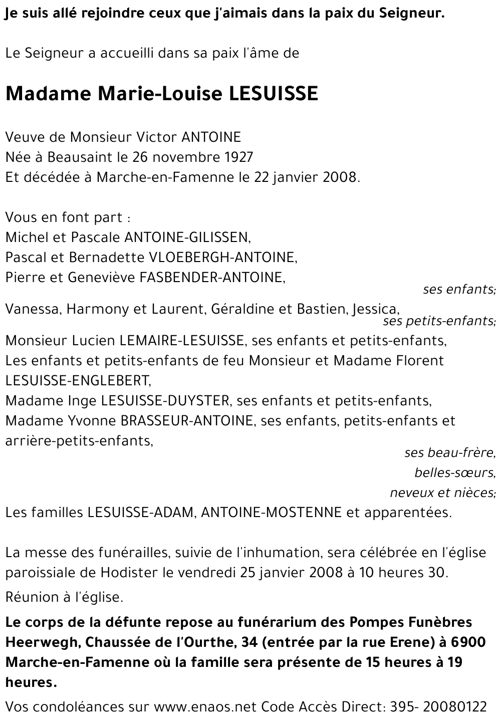 Marie-Louise LESUISSE