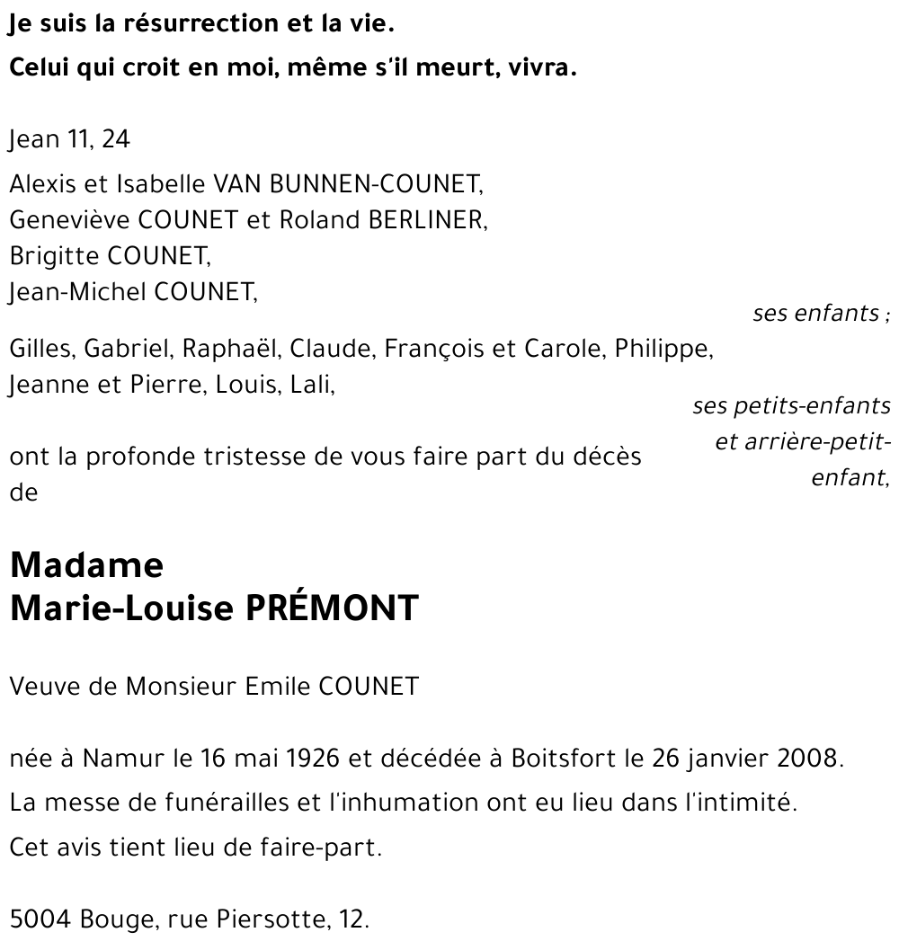 Marie-Louise PRÉMONT