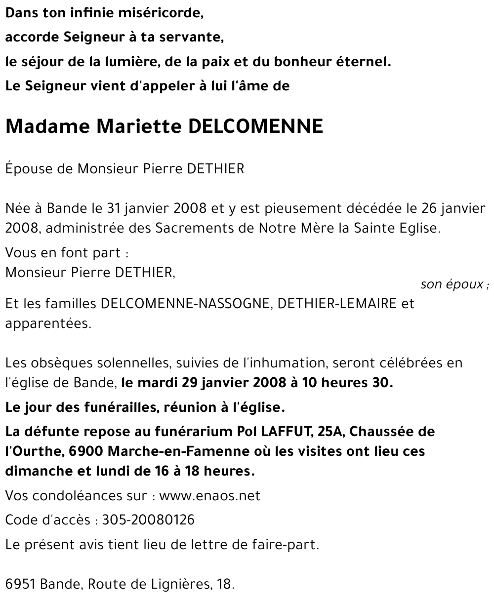 Mariette DELCOMENNE