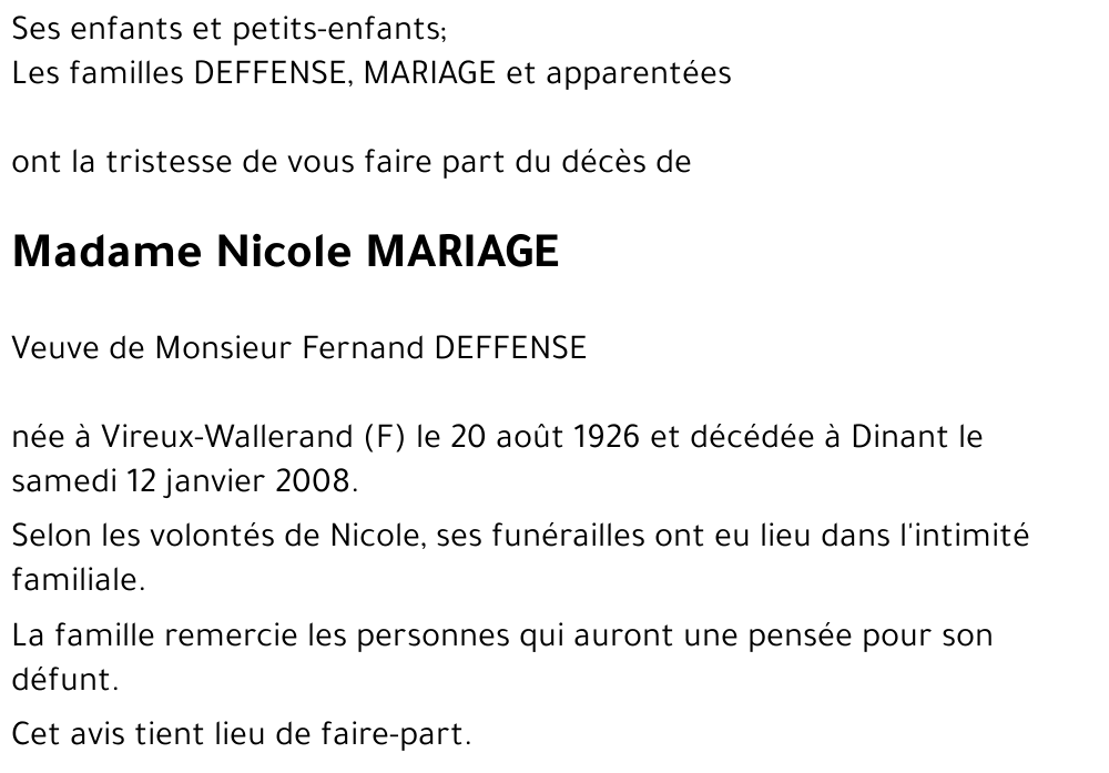 Nicole MARIAGE