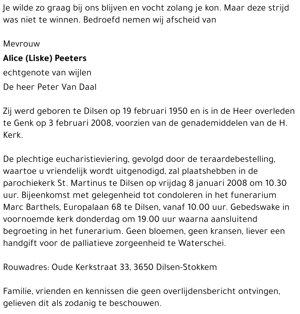 Alice (Liske) Peeters
