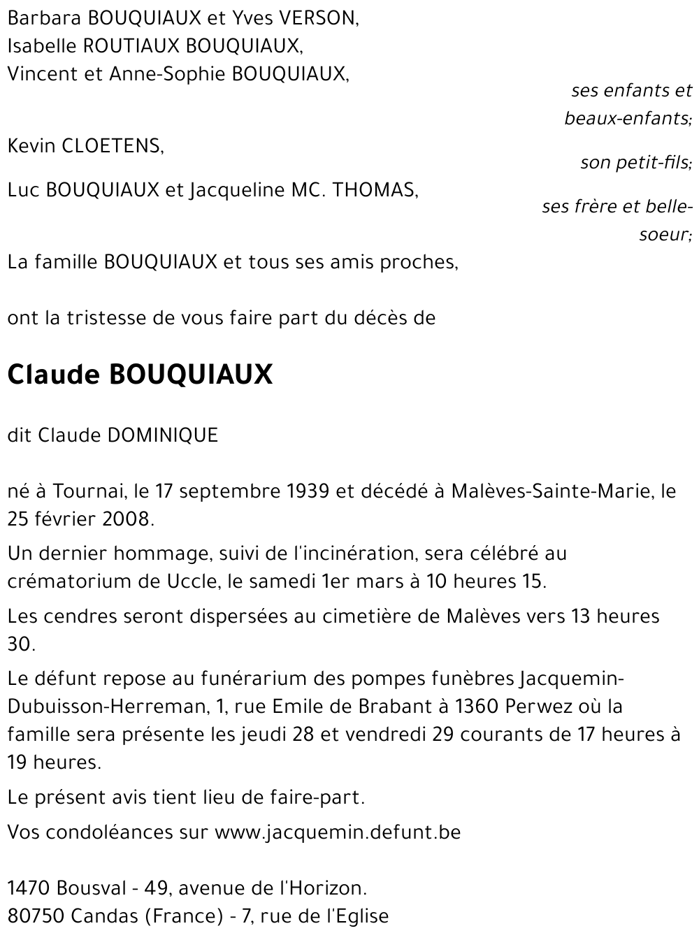 Claude BOUQUIAUX