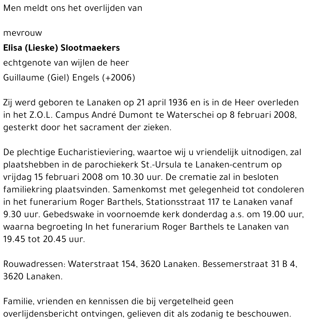 Elisa (Lieske) Slootmaekers