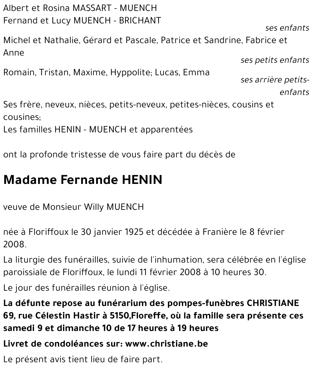 Fernande HENIN