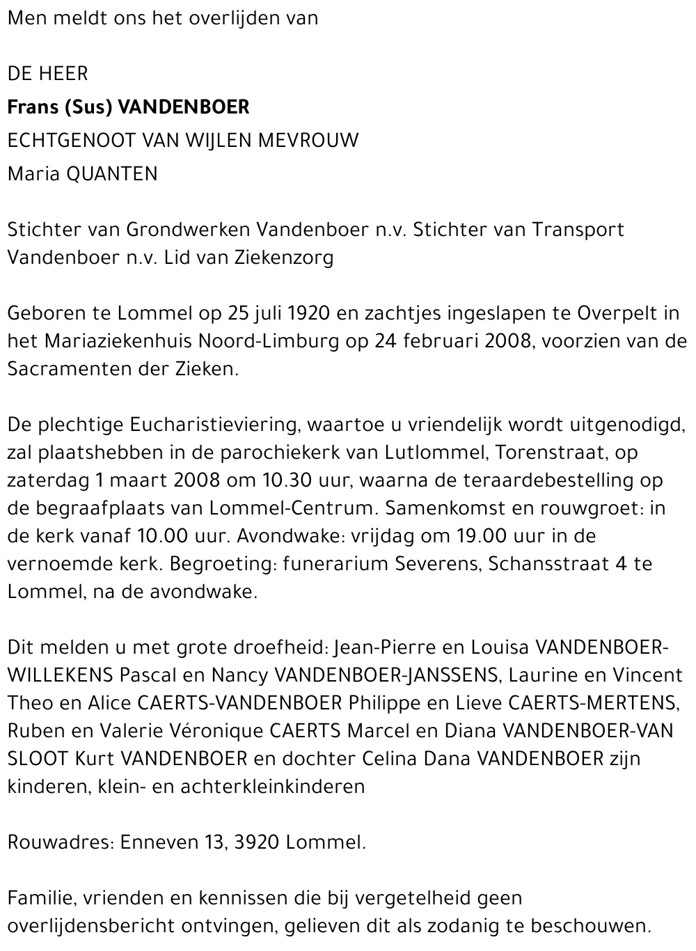 Frans (Sus) Vandenboer