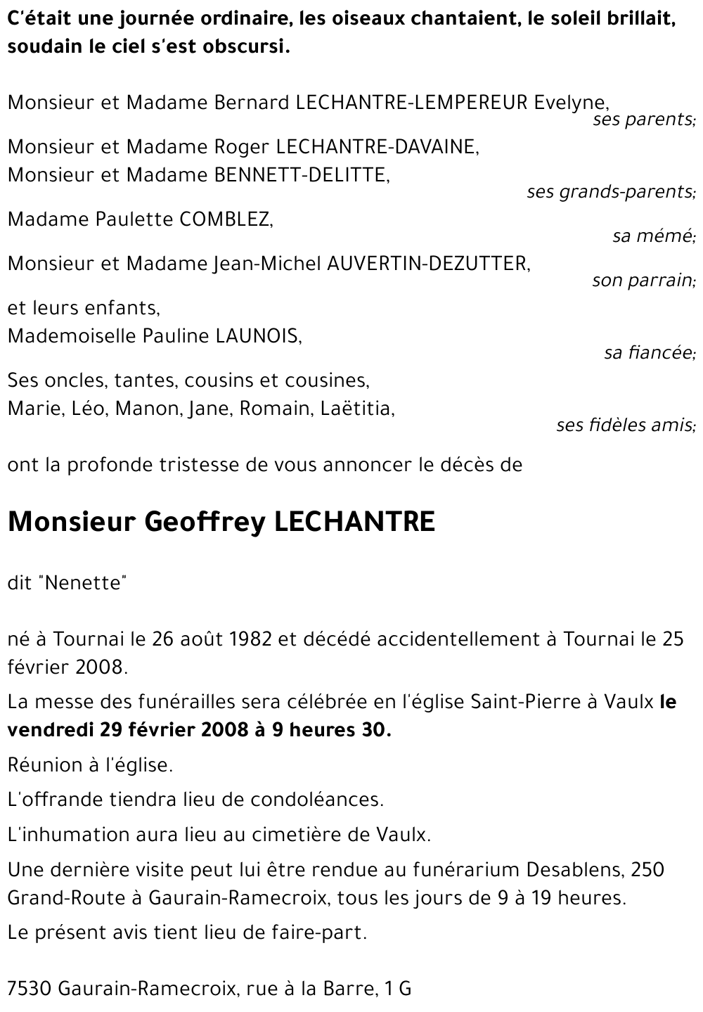 Geoffrey LECHANTRE