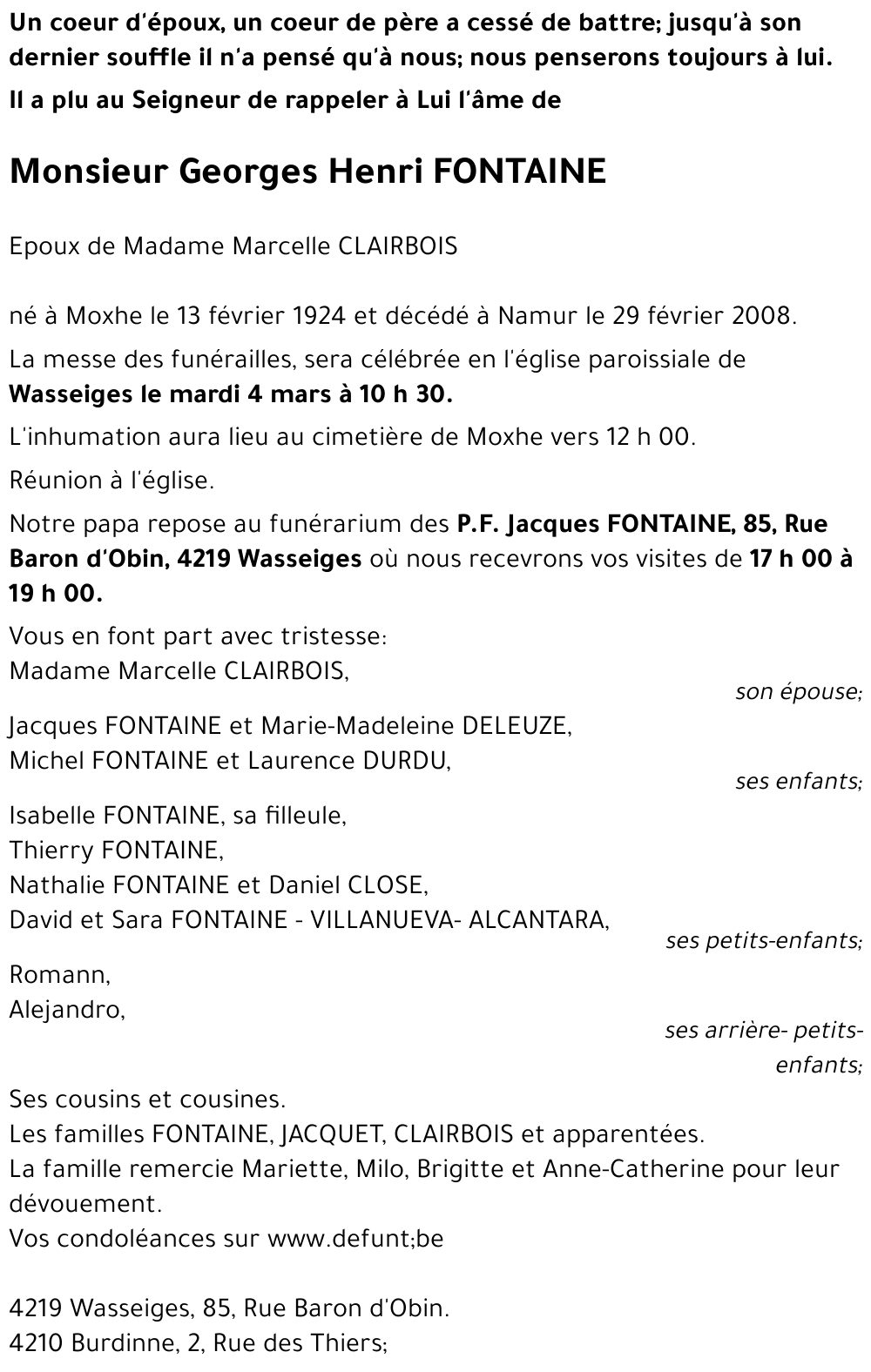 Georges Henri FONTAINE