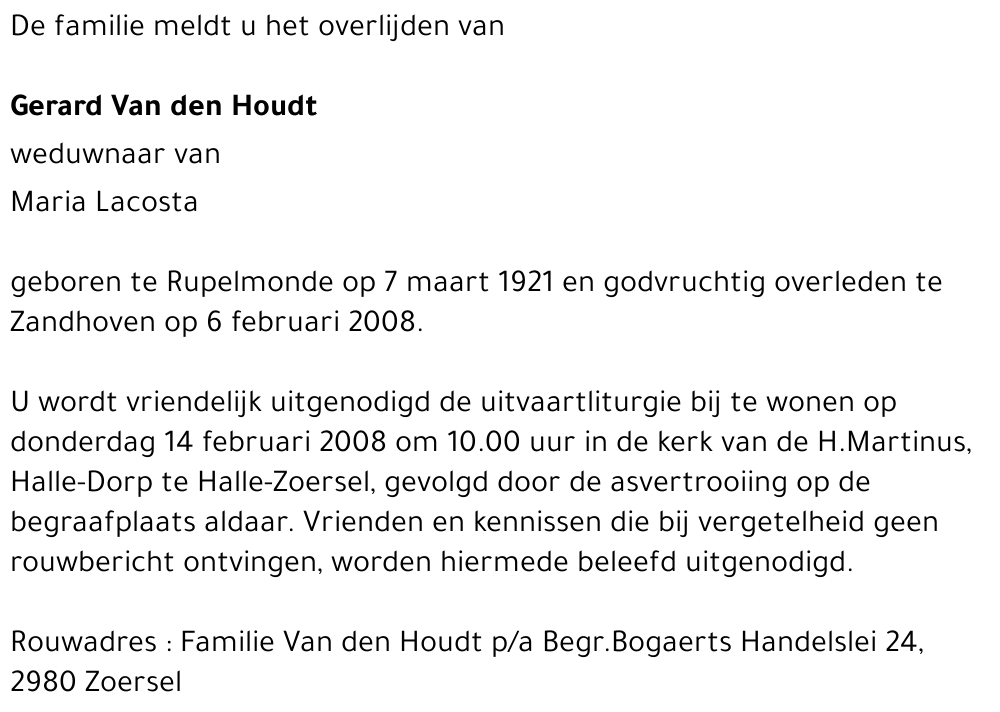 Gerard VAN DEN HOUDT