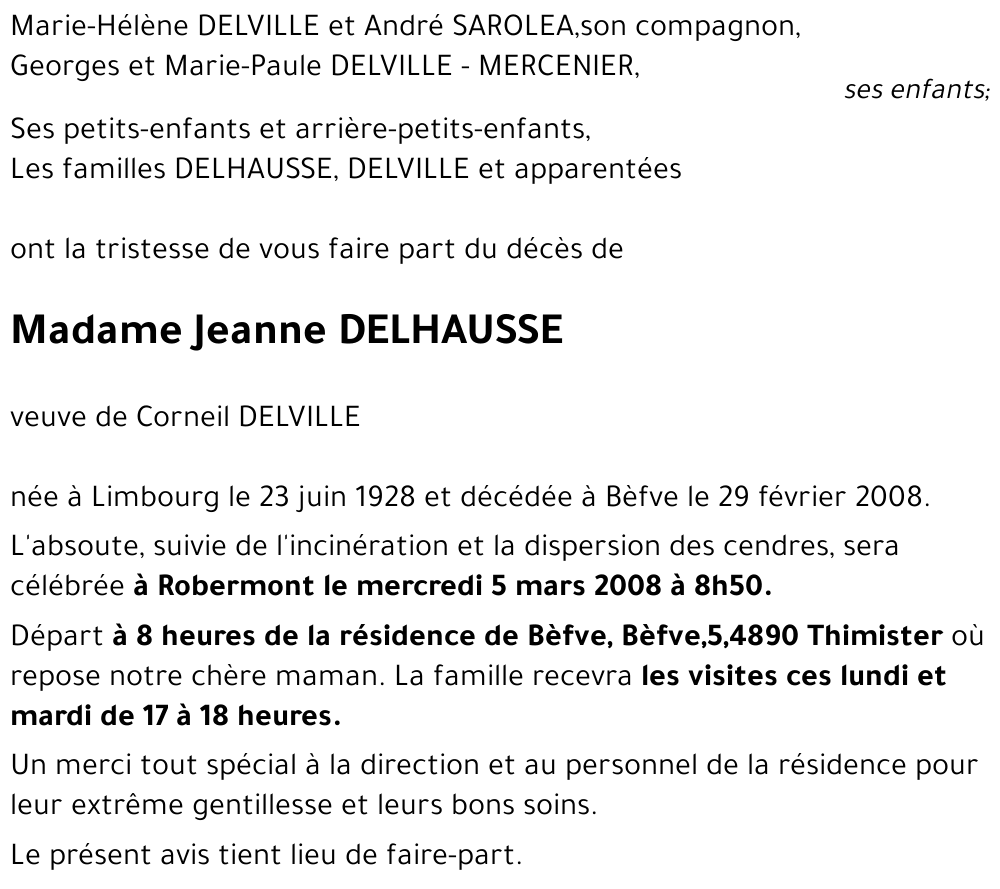 Jeanne DELHAUSSE