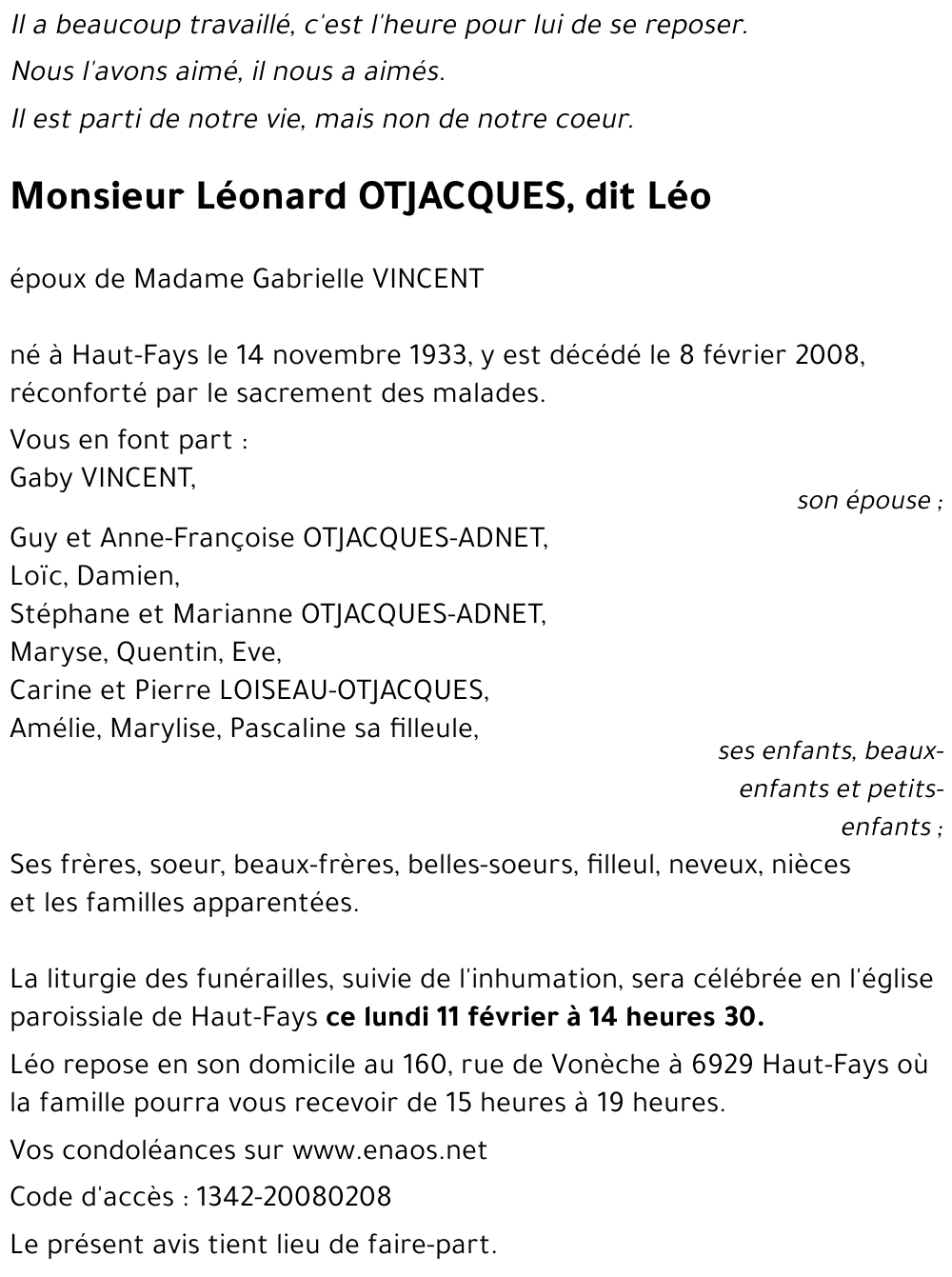 Léonard, dit Léo OTJACQUES