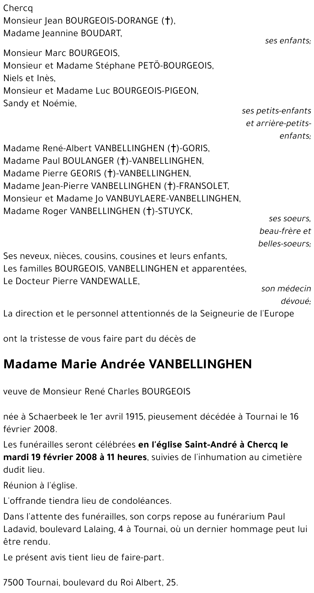 Marie Andrée VANBELLINGHEN