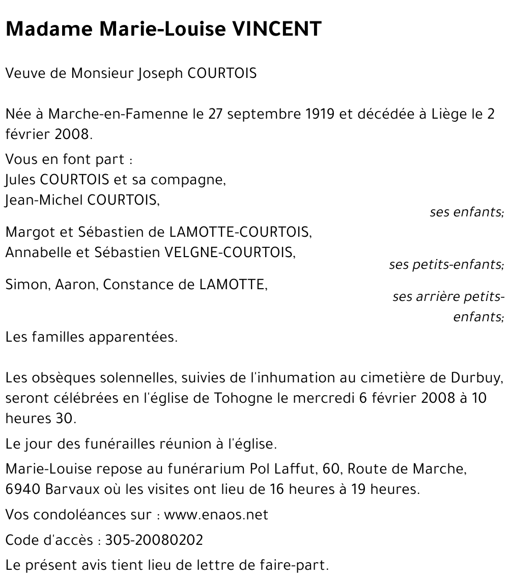 Marie-Louise VINCENT