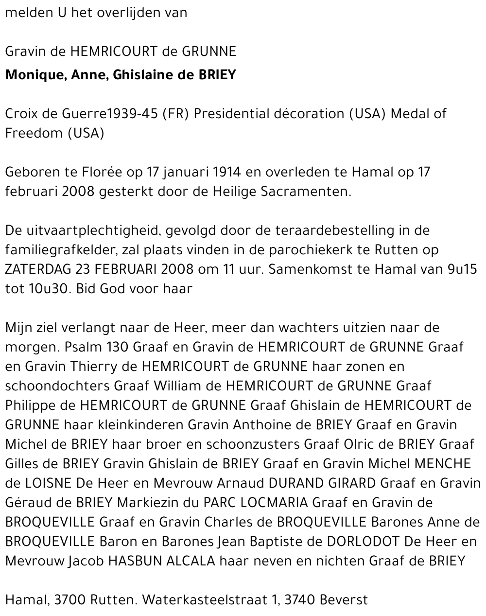 Monique, Anne, Ghislaine de BRIEY