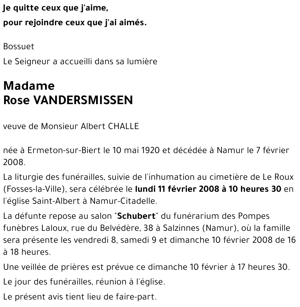 Rose VANDERSMISSEN