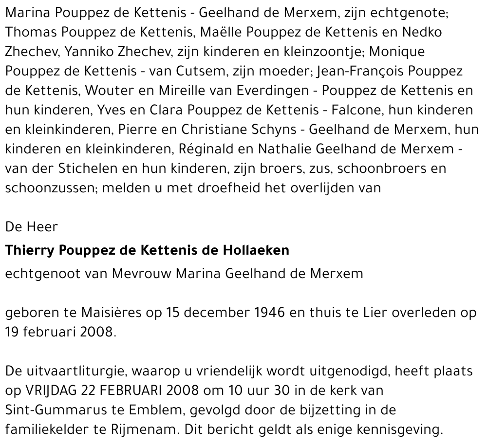 Thierry poupez de kettenis de Hollaeken