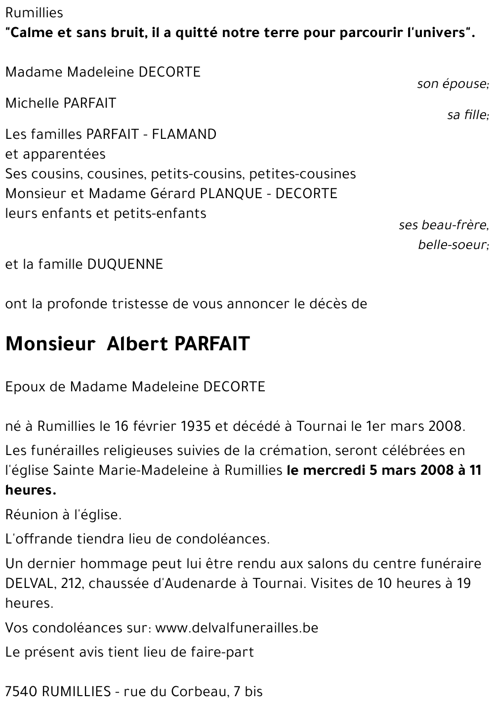 Albert PARFAIT