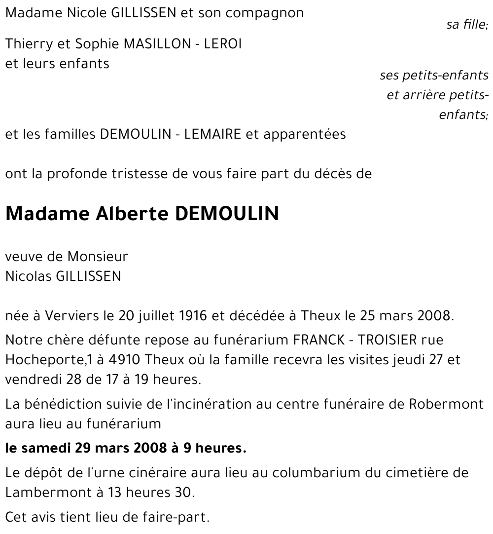 Alberte DEMOULIN
