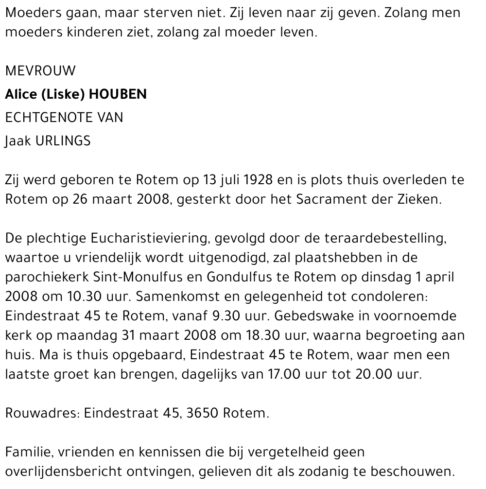 Alice (Liske) Houben