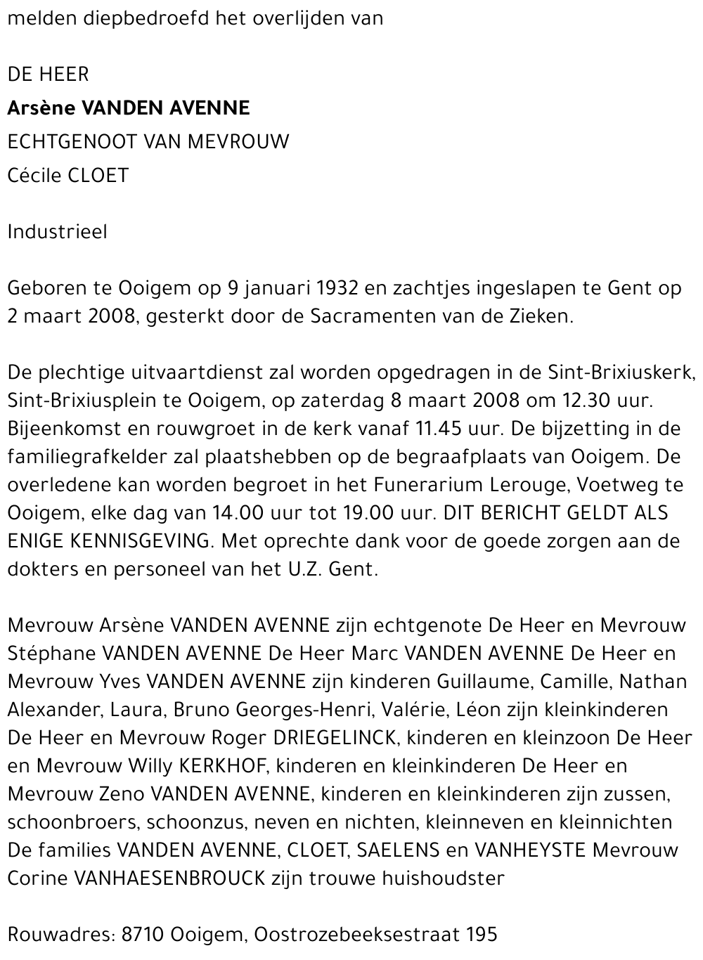 Arsène Vanden Avenne