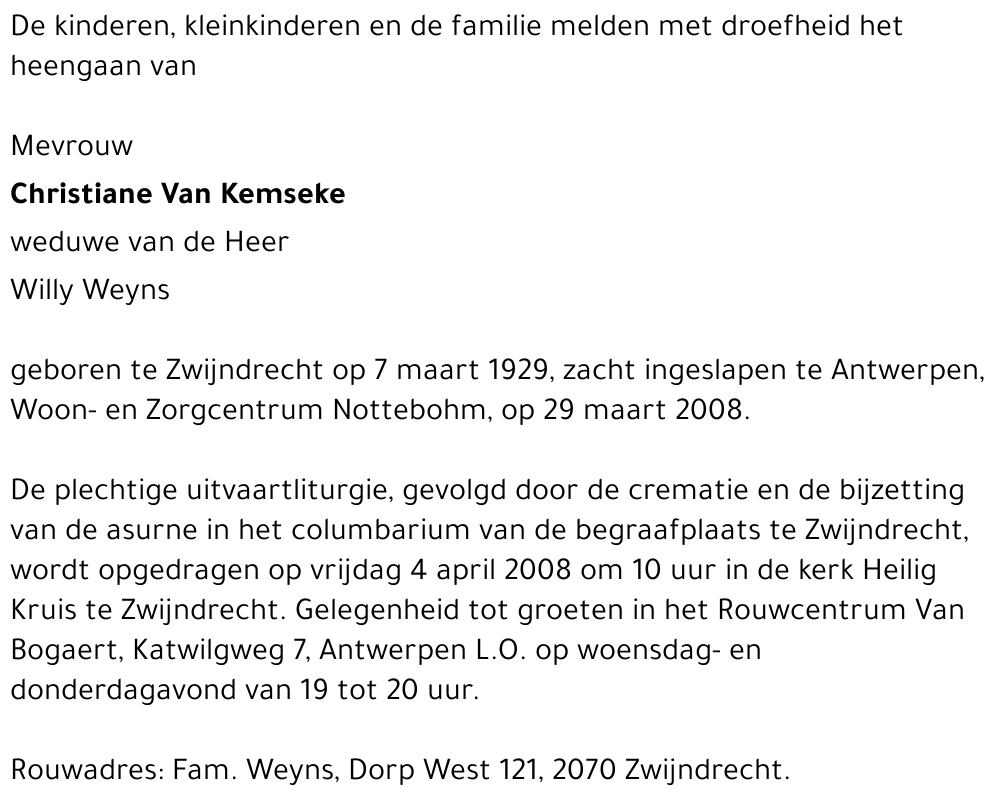 Chrstiane Van Kemseke