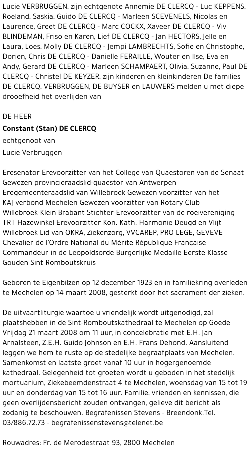 Constant (Stan) De Clercq