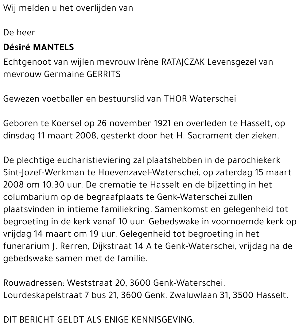 Désiré MANTELS
