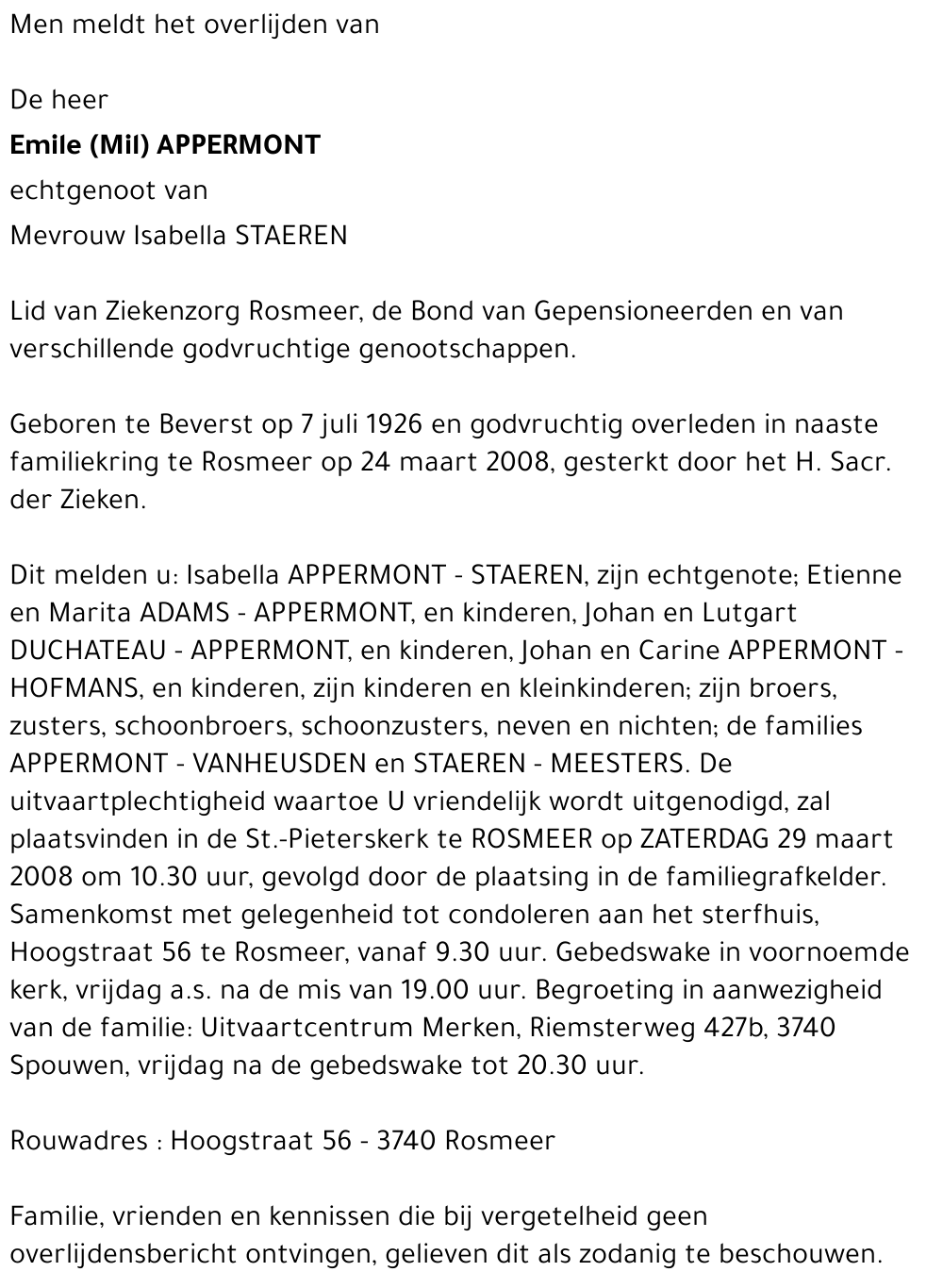 Emile (Mil) Appermont