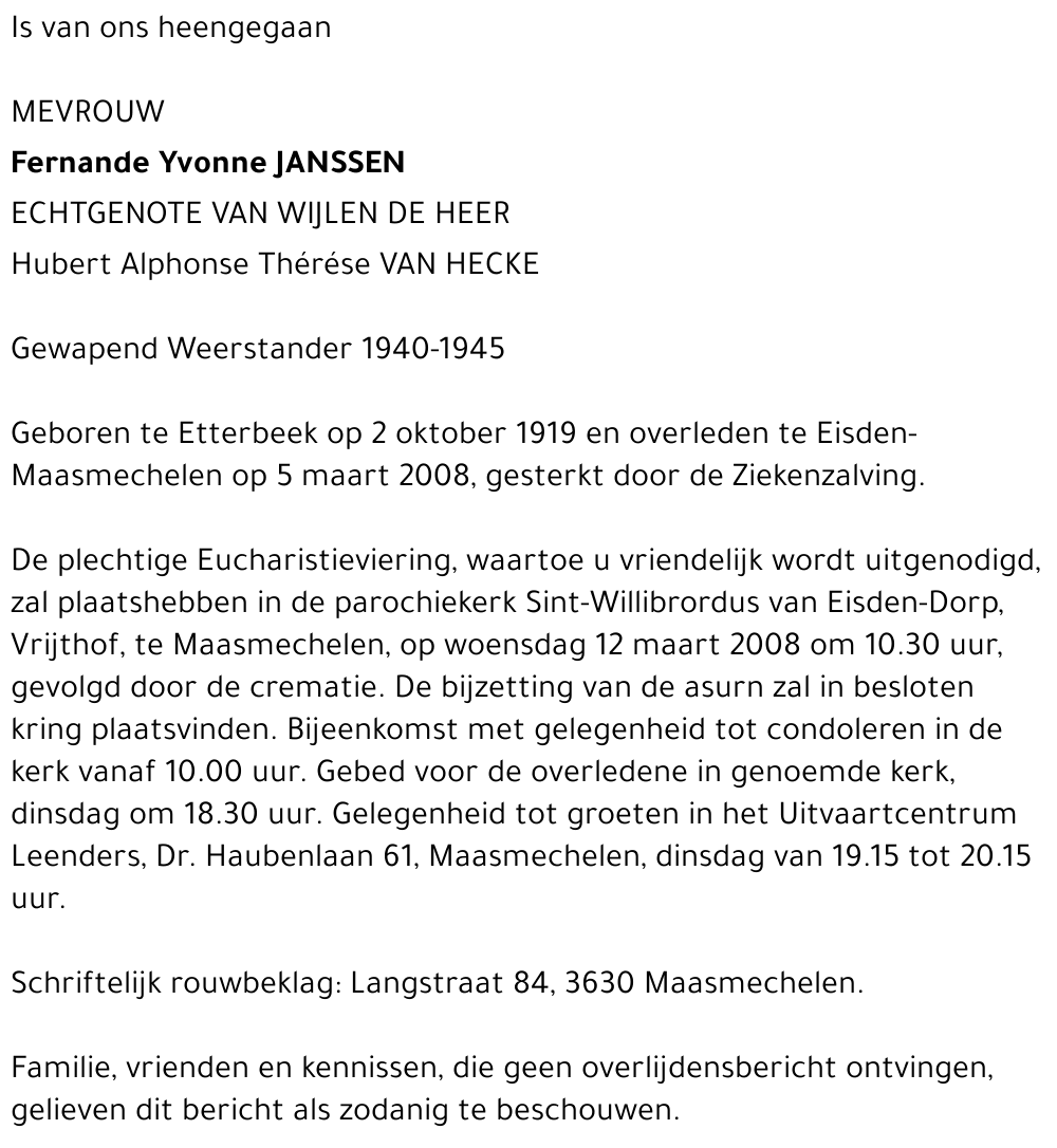 Fernande Yvonne Janssen