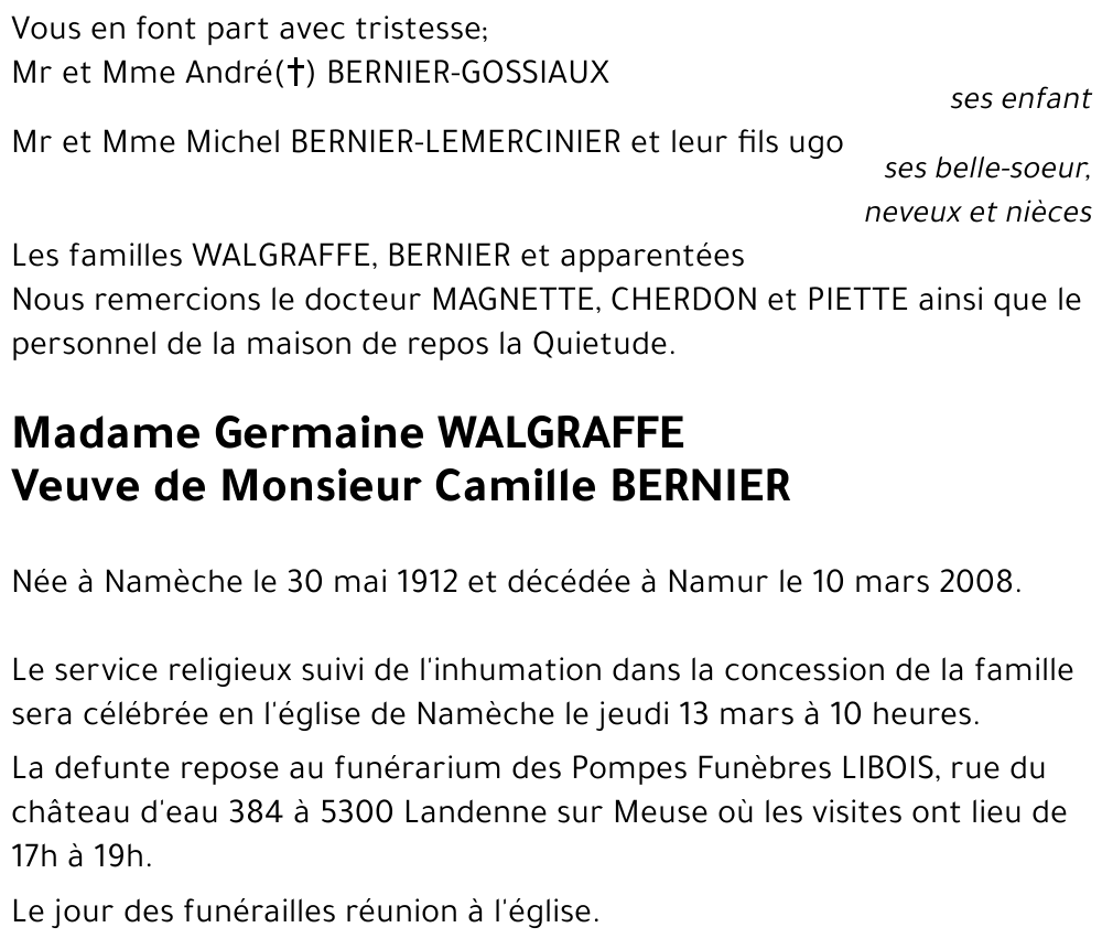 Germaine WALGRAFFE