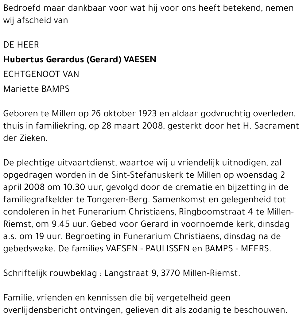 Hubertus Gerardus Vaesen