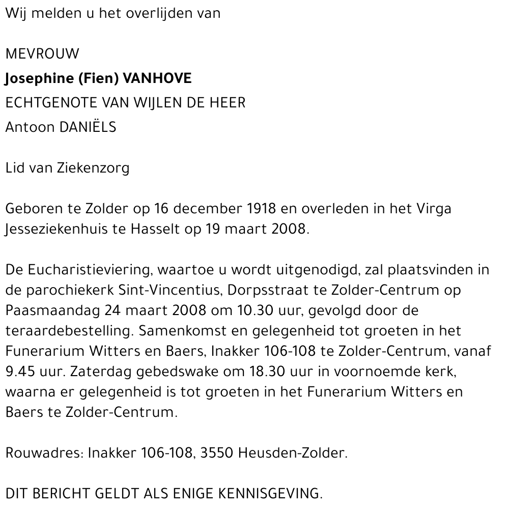 Josephine (Fien) Vanhove
