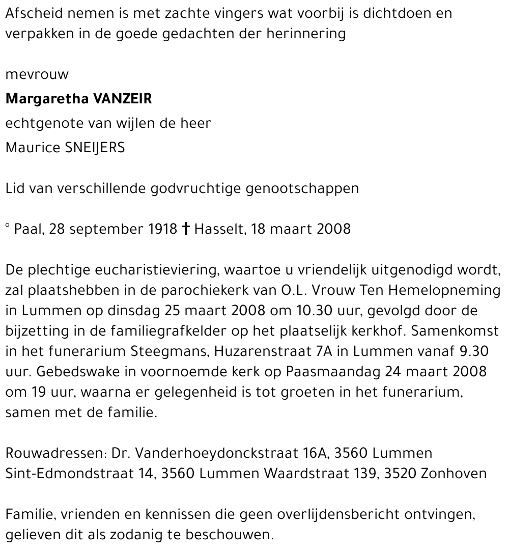 Margaretha Vanzeir