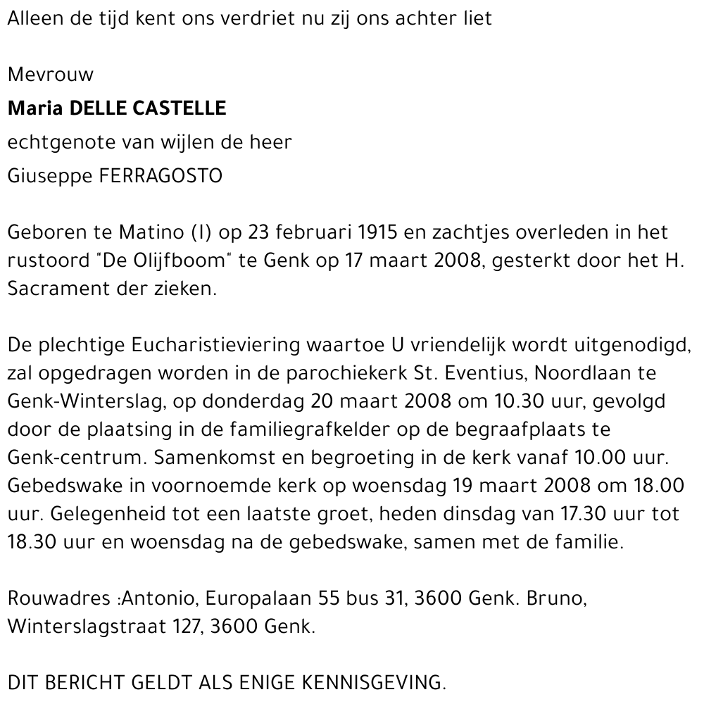 Maria DELLE CASTELLE