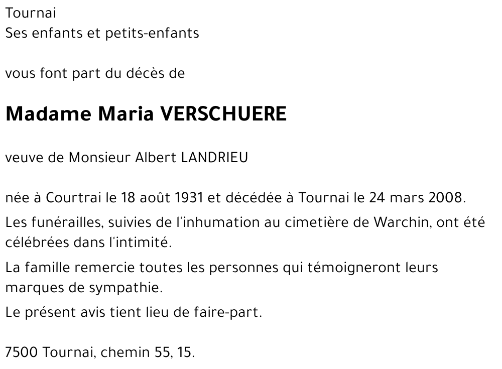 Maria VERSCHUERE