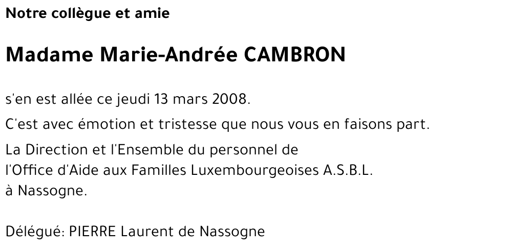 Marie-Andrée CAMBRON