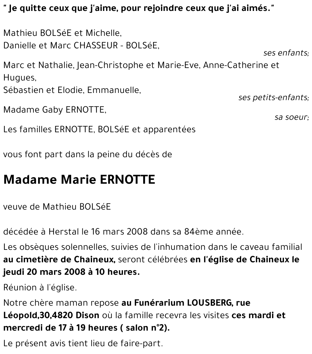 Marie ERNOTTE