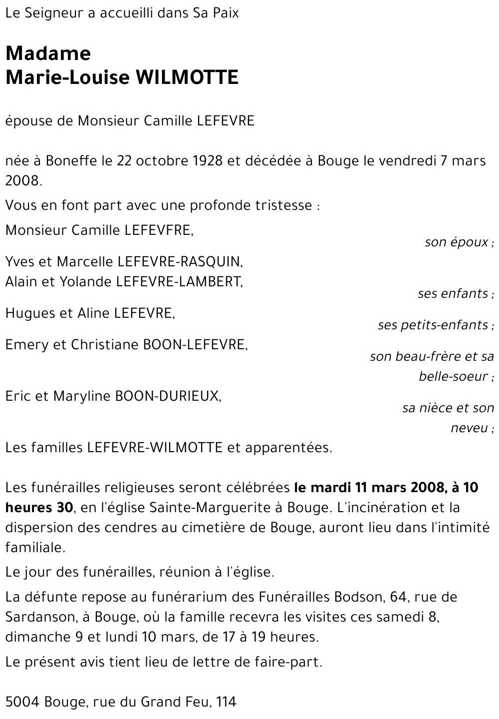 Marie-Louise WILMOTTE