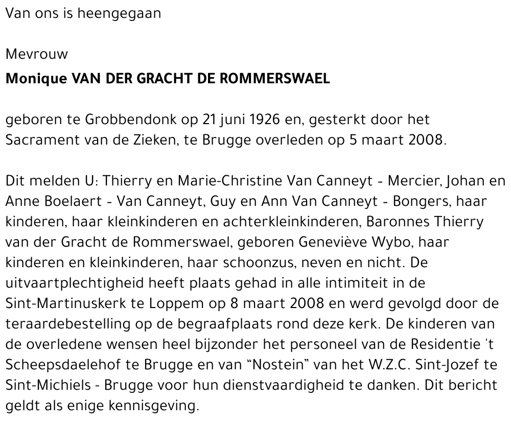 Monique Van der Gracht de Rommerswael