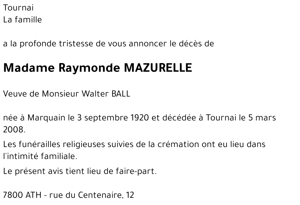 Raymonde MAZURELLE