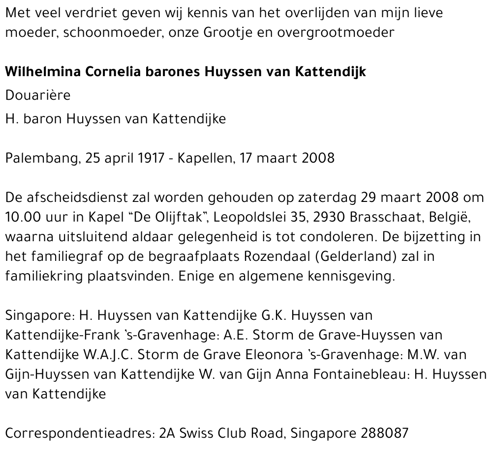 Wilhelmina Cornelia Huyssen van Kattendijke-Kleijn