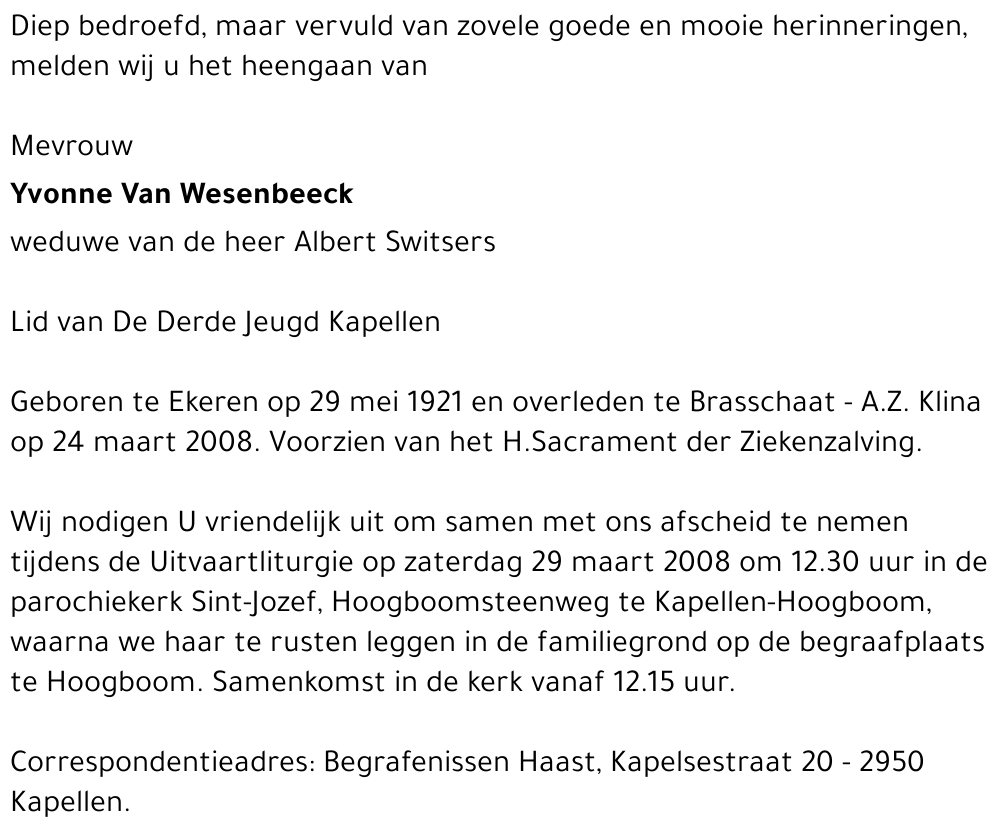 Yvonne Van Wesenbeeck